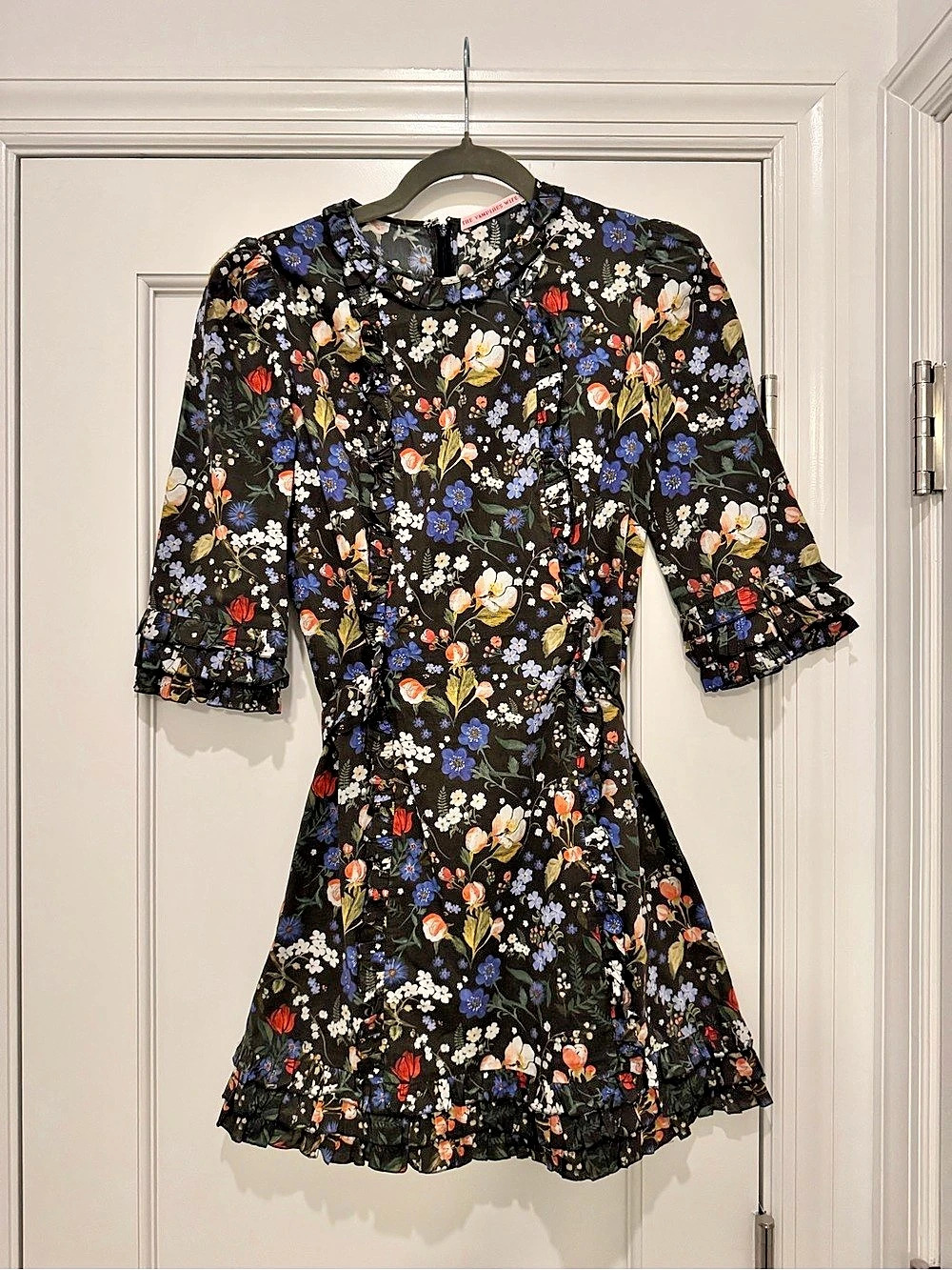 The Vampires Wife Floral Mini Dress in Black & Blue Like New